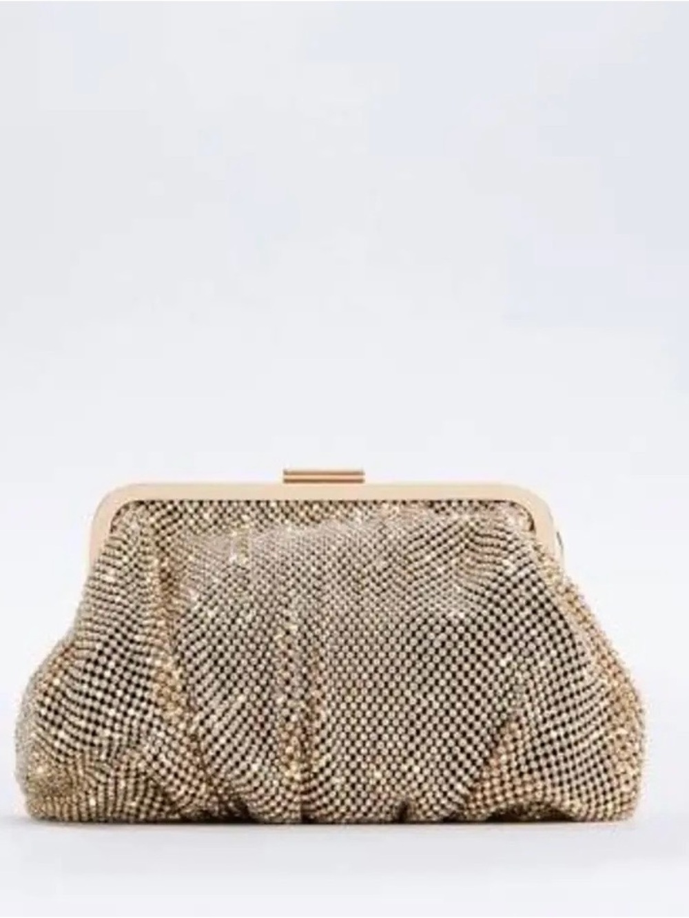 Zara Metallic Gold Clutch/Crossbody Bag